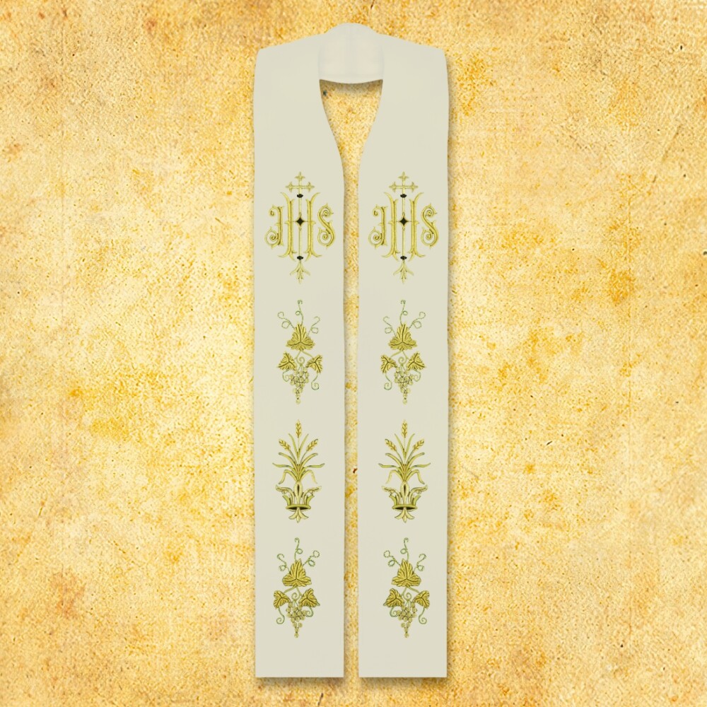 Haftowana stuła liturgiczna z IHS