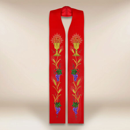 Haftowana stuła liturgiczna z motywem kielicha