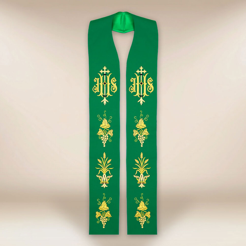 Haftowana stuła liturgiczna z IHS