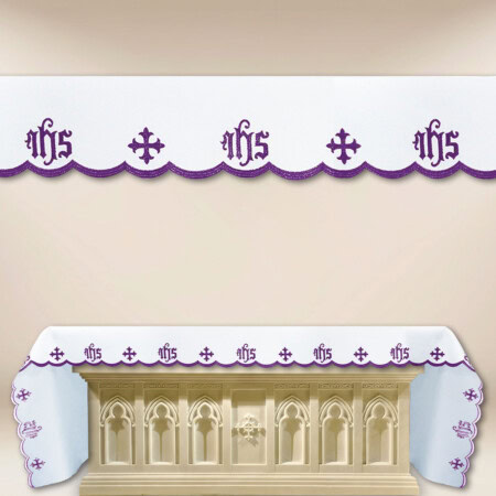 Obrus haftowany "Katedralny" fioletowy - na dowolny wymiar