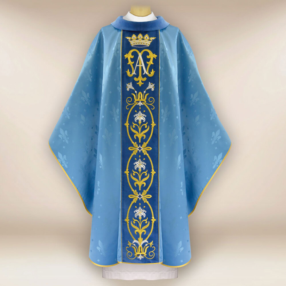 Ornat liturgiczny haftowany maryjny