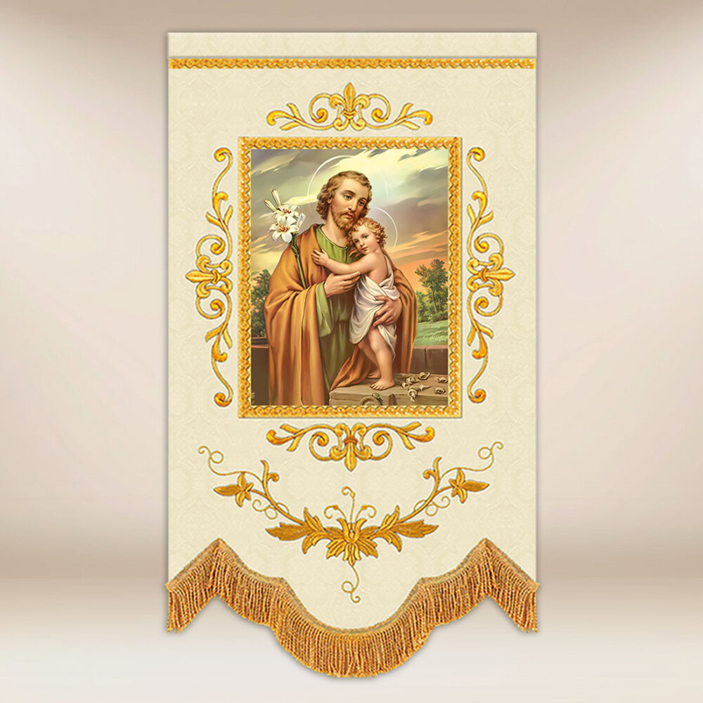 Mini chorągwie haftowana dwustronnie „Św.  Józef”