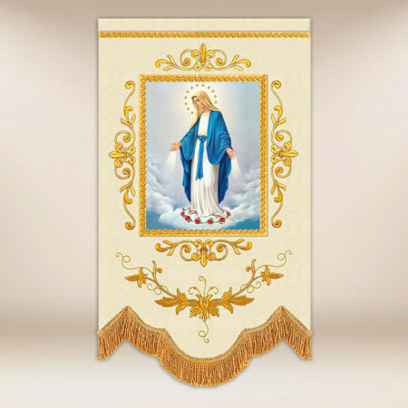 Mini chorągiew haftowana - Matka Boża Niepokalana