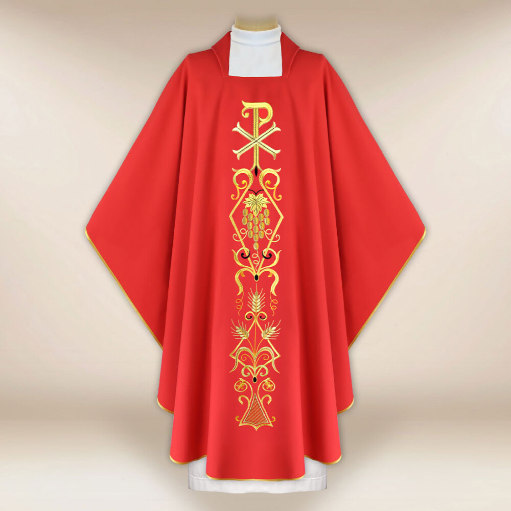 Ornat liturgiczny z motywem PX czerwony Ornat liturgiczny z motywem PX czerwony