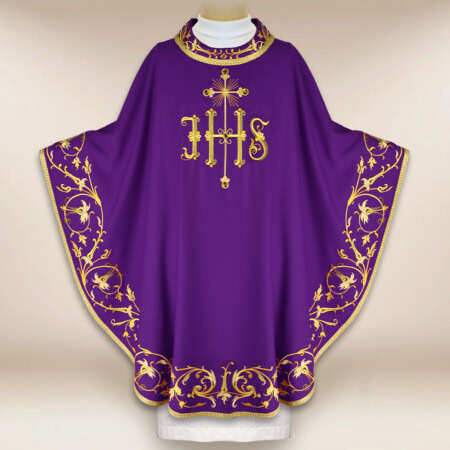 Ornat haftowany "Sacra Flora" fioletowy