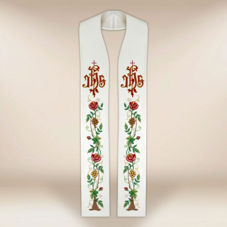 Stuła haftowana „IHS z Różami”
