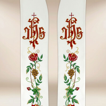 Stuła haftowana „IHS z Różami”