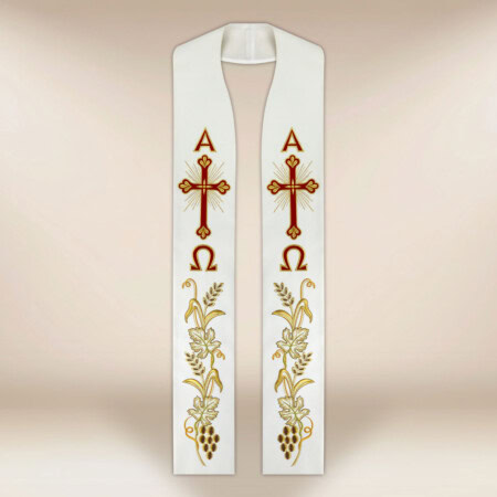 Stuła haftowana "Alfa Omega"
