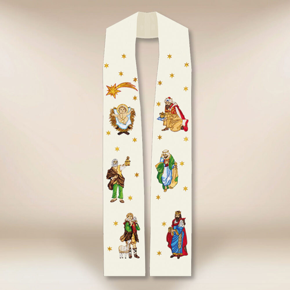 Stuła haftowana na Boże Narodzenie