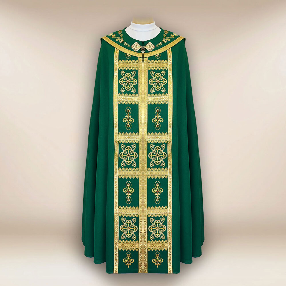 Haftowana kapa liturgiczna zielona