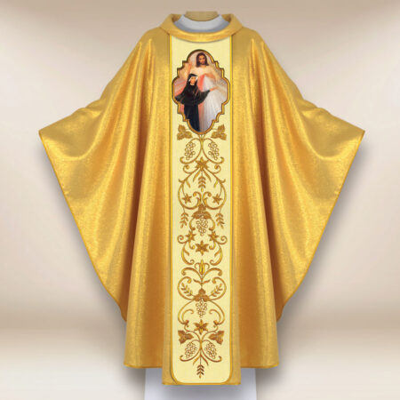 Ornat haftowany z wizerunkiem  fotograficznym „Jezus Miłosierny I Św. Faustyna”