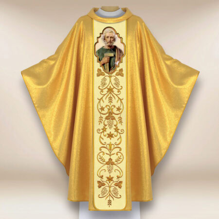 Ornat haftowany z wizerunkiem  fotograficznym „Św. Józef Robotnik”
