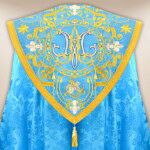 Maryjna kapa haftowana niebieska