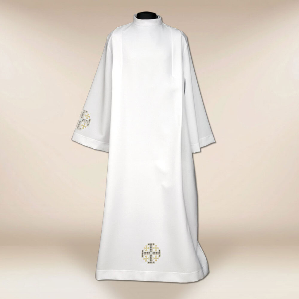 Alba haftowana Krzyże Jerozolimskie złote