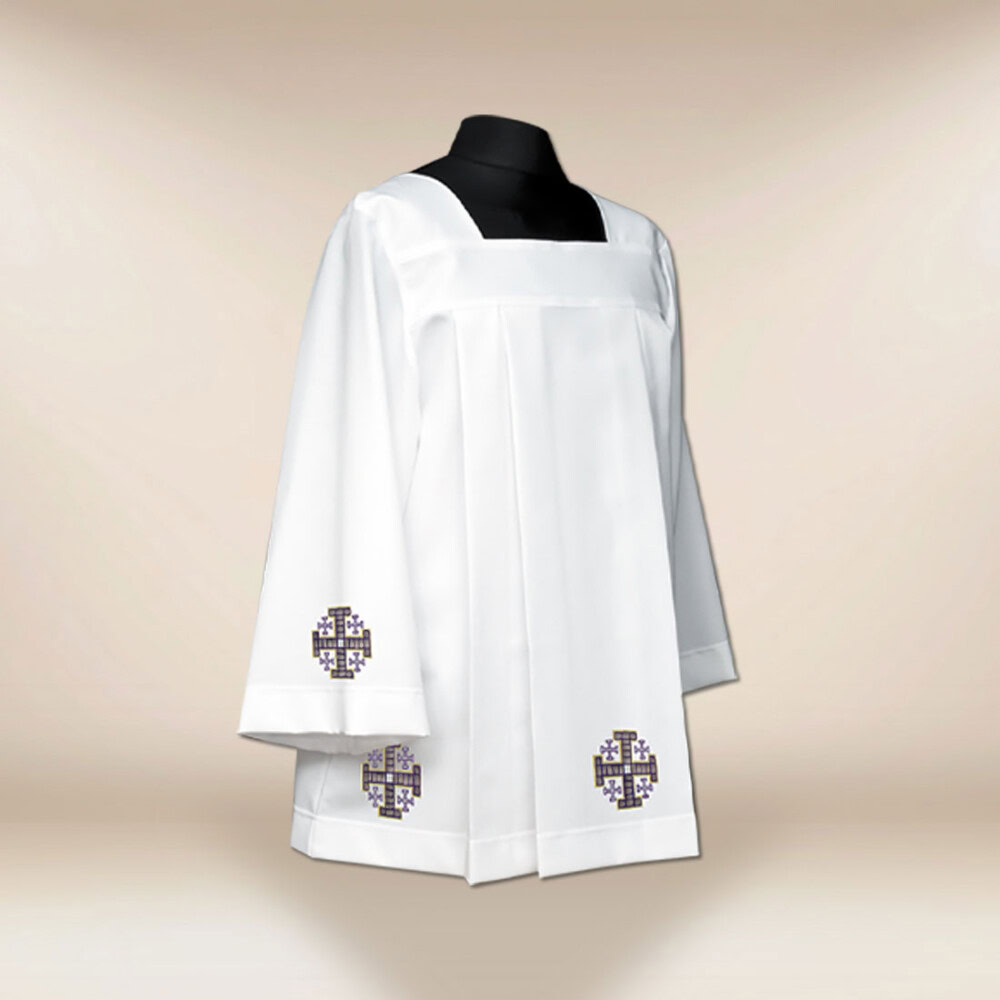 Komża haftowana Krzyże Jerozolimskie fioletowe