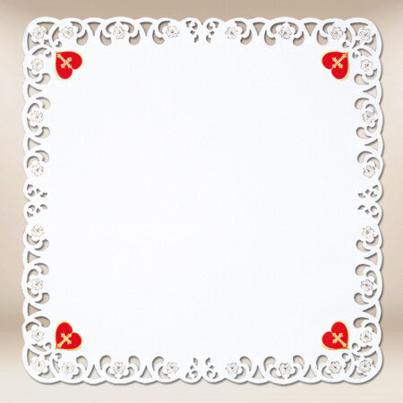 Serwetka haftowana "Serce Jezusa" 95x95