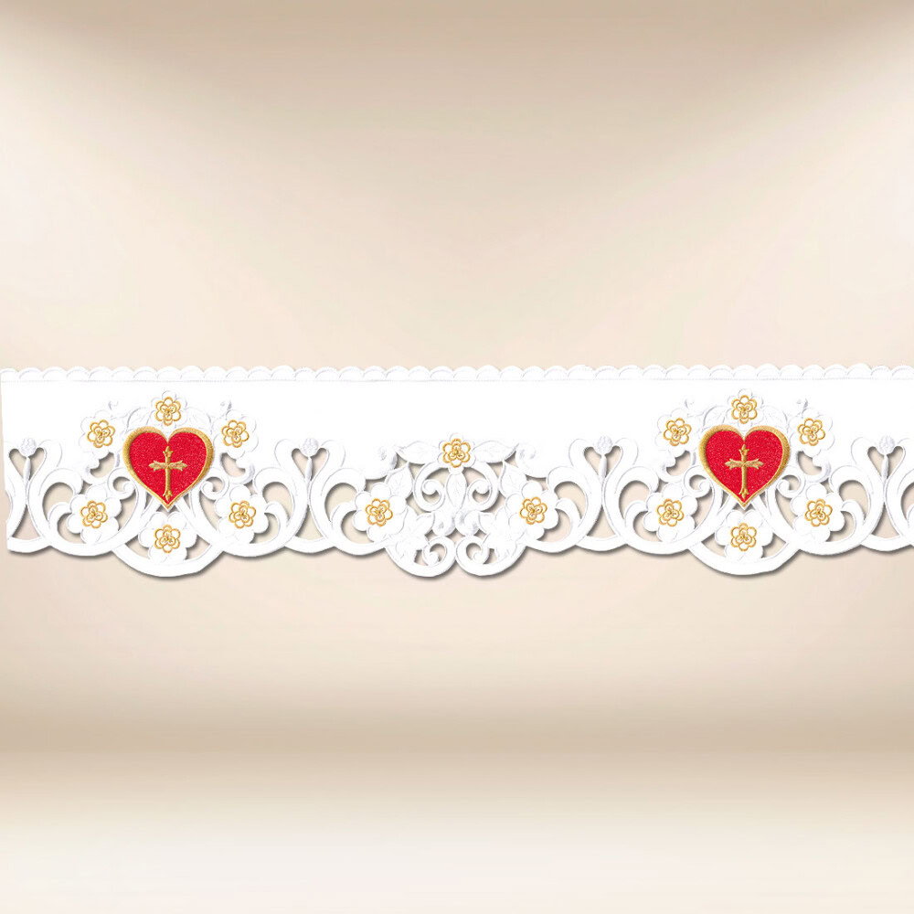 Obrus haftowany „Serce Jezusa” z  wizerunkiem (długość do 650cm)