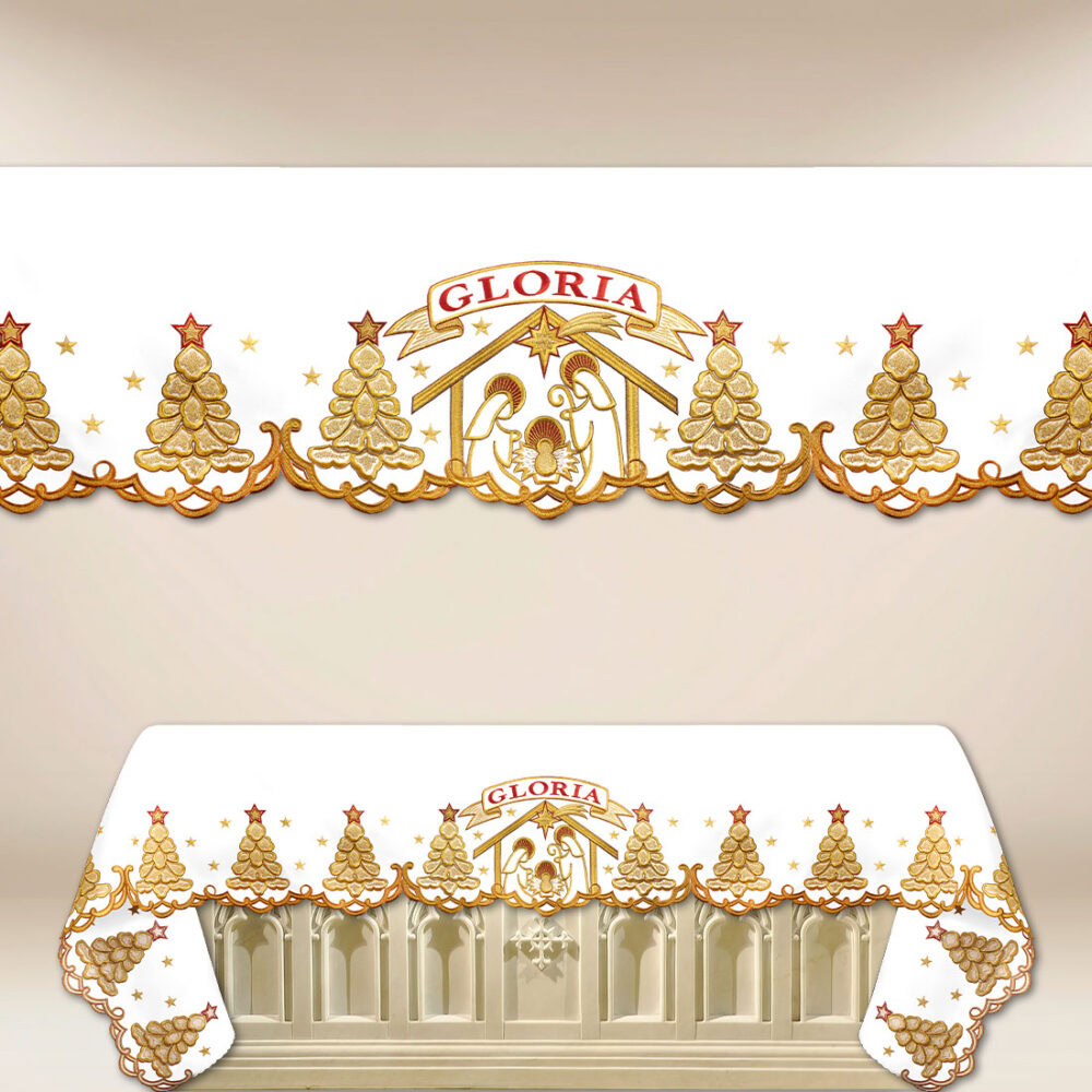 Obrus haftowany „Złota Gloria” (długość do  650cm)