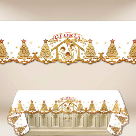 Obrus haftowany „Złota Gloria” (długość do  650cm)