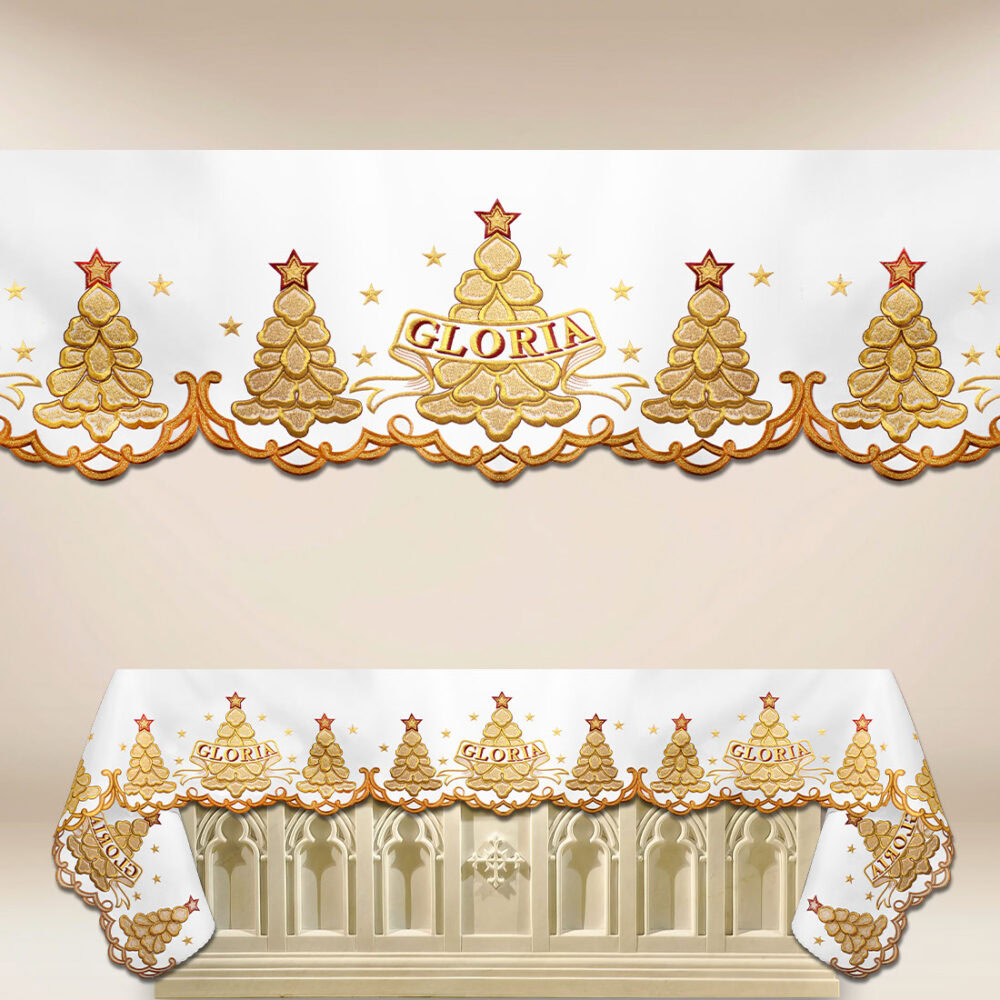 Obrus haftowany „Złota Gloria” (długość do  650cm)