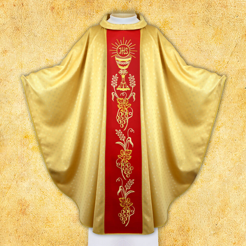 ornat z haftowanym pasem z kielichem