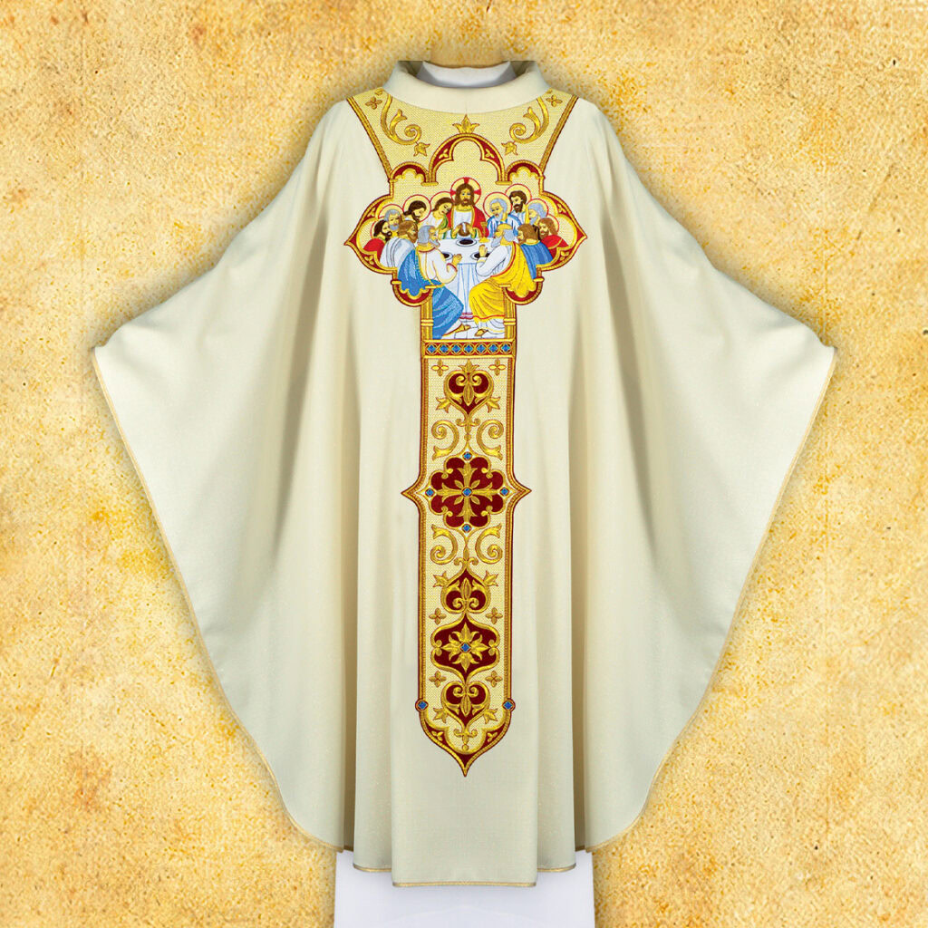 Ornat haftowany Ostatnia Wieczerza ecru