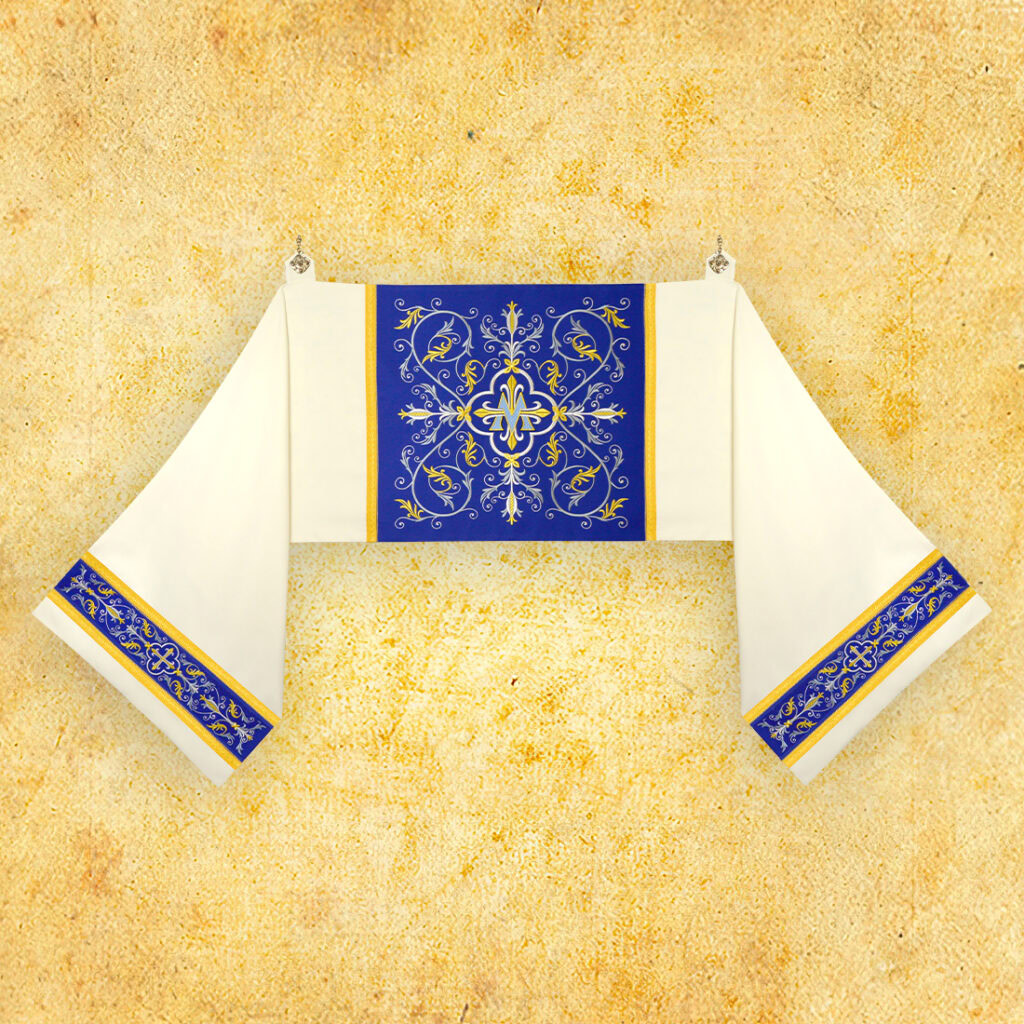 Maryjny welon naramienny haftowany