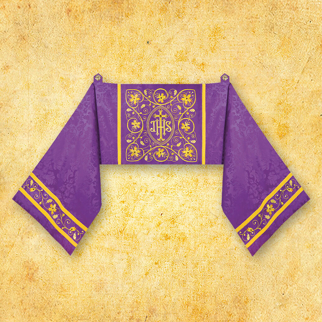 Haftowany welon naramienny fioletowy