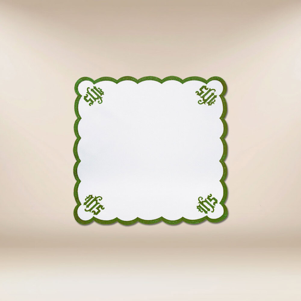 Serwetka haftowana „Katedralny” zielona  45×45