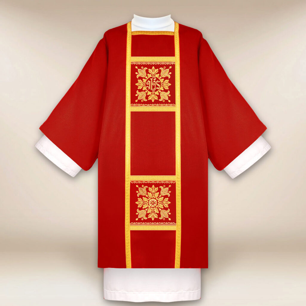 Dalmatyka liturgiczna czerwona haftowana