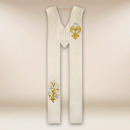 Stuła haftowana ecru Maryjna