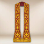 Czerwona liturgiczna stuła rzymska haftowana