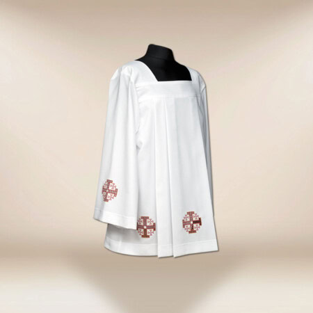 Komża haftowana „Krzyże Jerozolimskie”  czerwone 188 cm