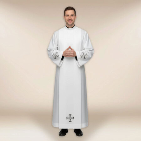 Alba haftowana Krzyże Jerozolimskie białe