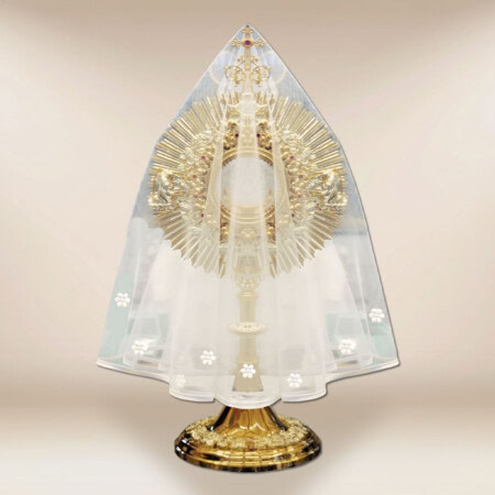 Welon na monstrancję z białymi kwiatkami średnica 80cm