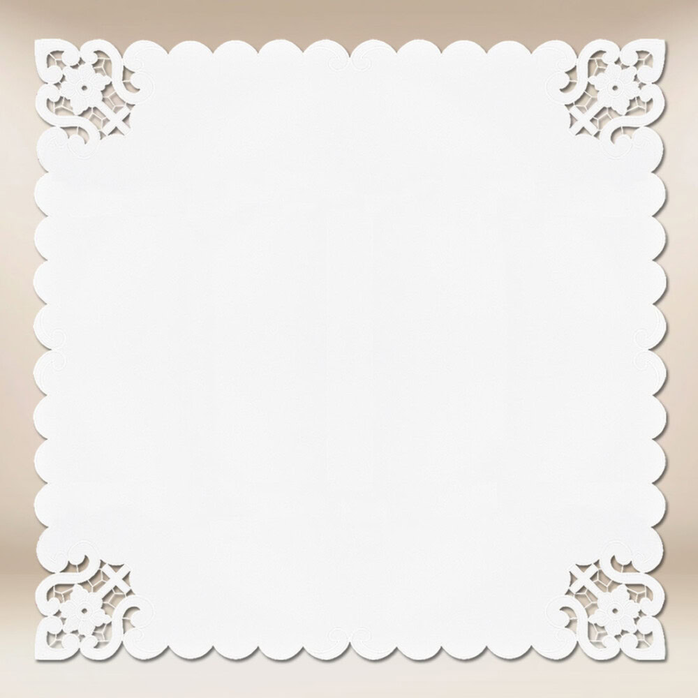 Obrus haftowany „Bianco Fiori” haftowany z trzech stron 510x115cm