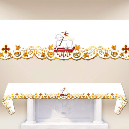 Obrus haftowany „Baranek Boży” (długość  do 280 cm)