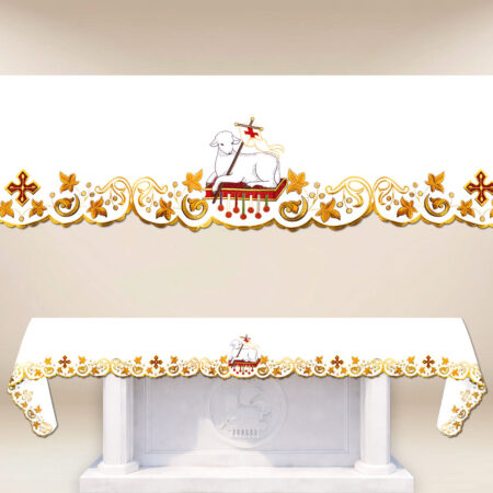 Obrus haftowany „Baranek Boży” (długość  do 650 cm)