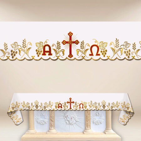 Obrus haftowany „Alfa D’Oro” (długość do  650 cm)