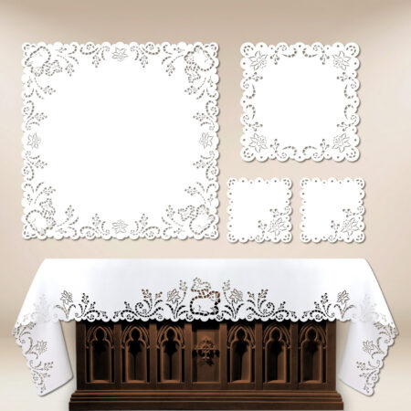 Ażurowy komplet na ołtarz do kościoła "Z Barankiem"