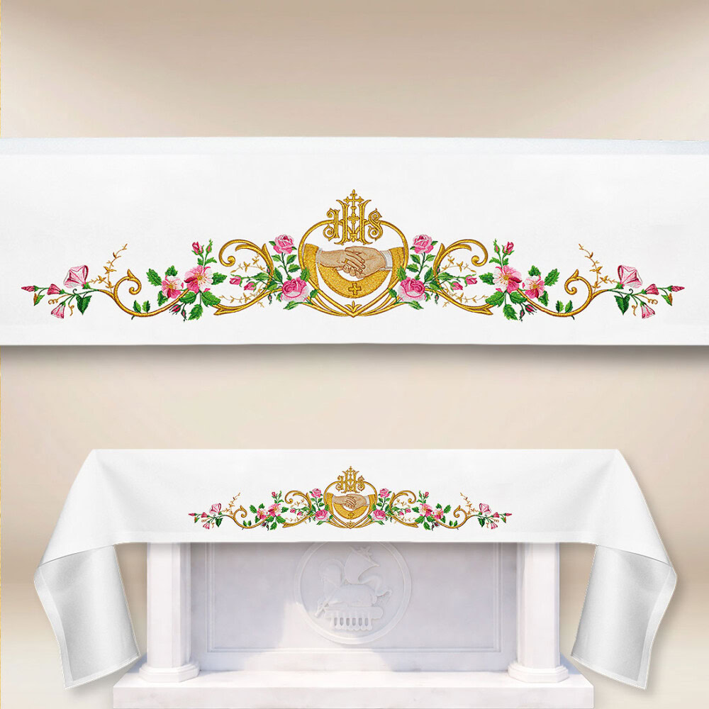 Obrus ołtarzowy haftowany ślubny