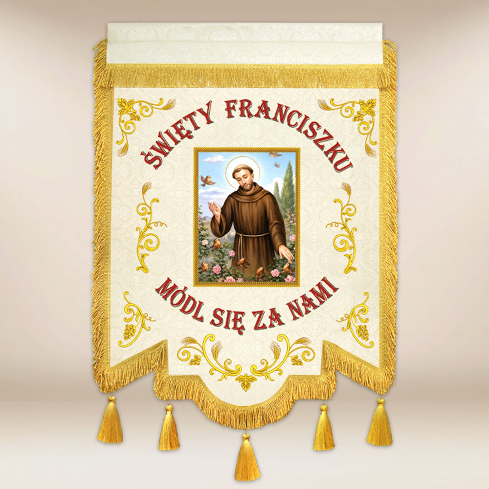 117_P9_26 Chorągiew kościelna dwustronna- Św. Franciszek