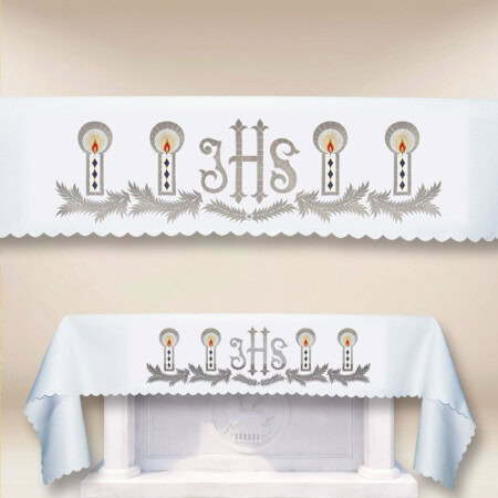 Obrus haftowany ażurowy Adwentowy