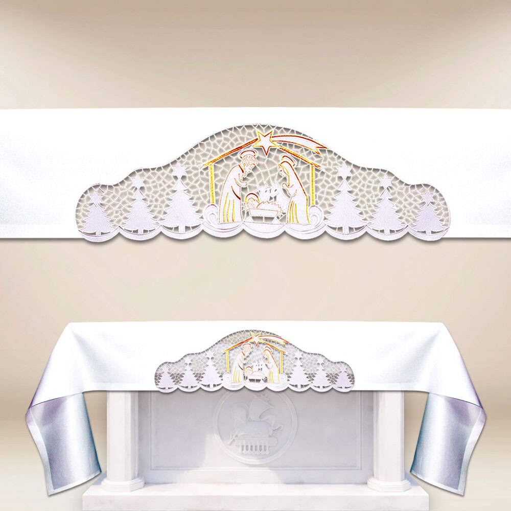 Obrus haftowany ażurowy z Szopką