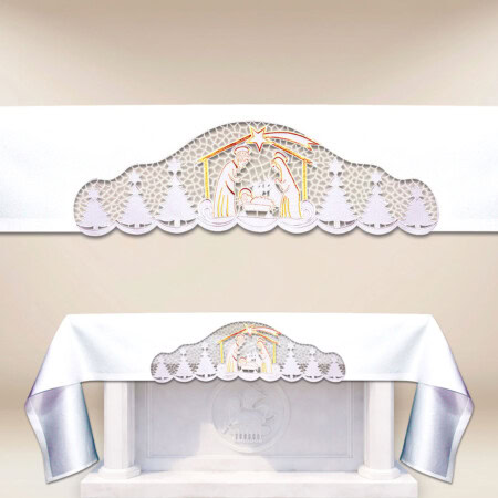 Obrus haftowany ażurowy z Szopką