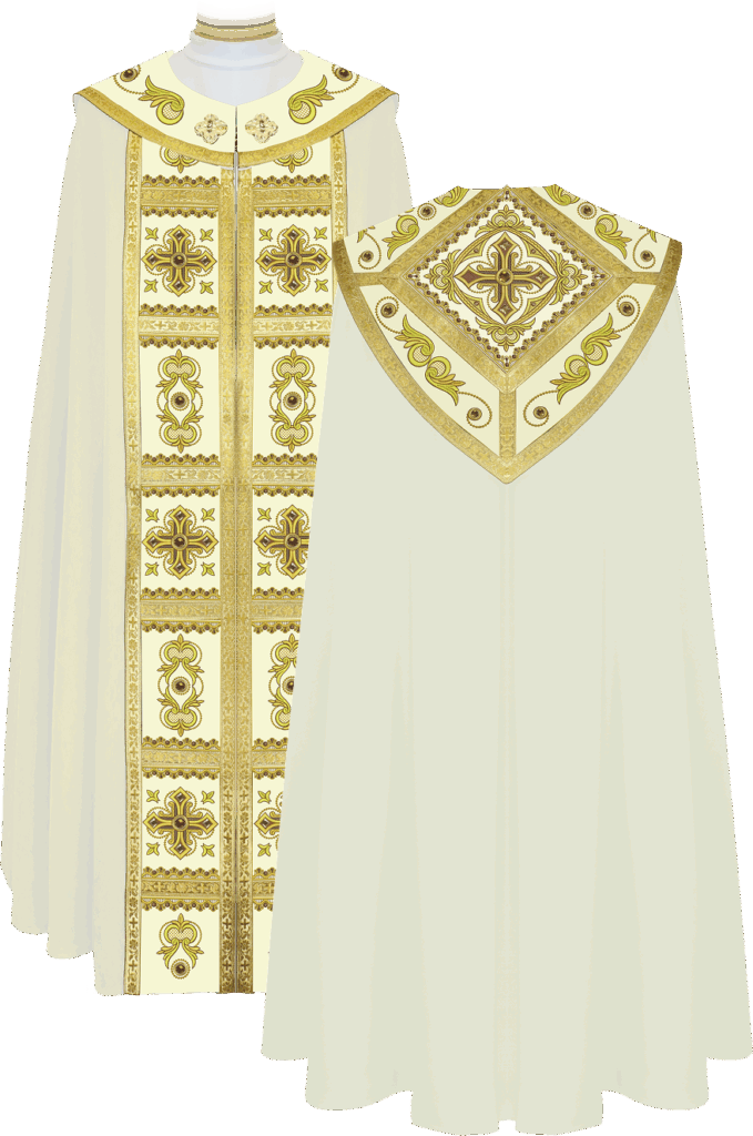 kapa liturgiczna Brillante Bianco – klasyczna ornamentyka sakralna