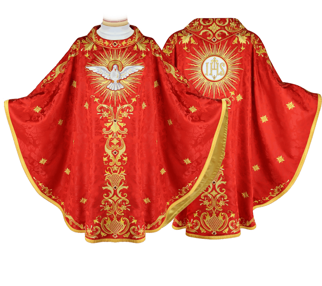 ornat haftowany czerwony Ignis Sanctus Duch Święty