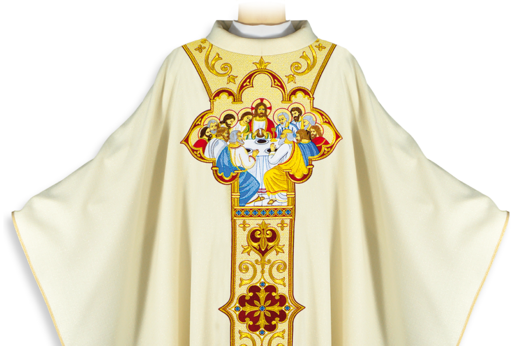 Ornat liturgiczny haftowany „Ostatnia Wieczerza” – bogato zdobiona szata kapłańska do Eucharystii