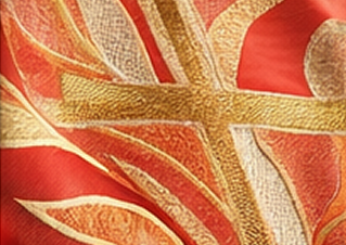 haftowany motyw krzyża na ornacie liturgicznym detal wykonania Urbanowicz Haft Polska