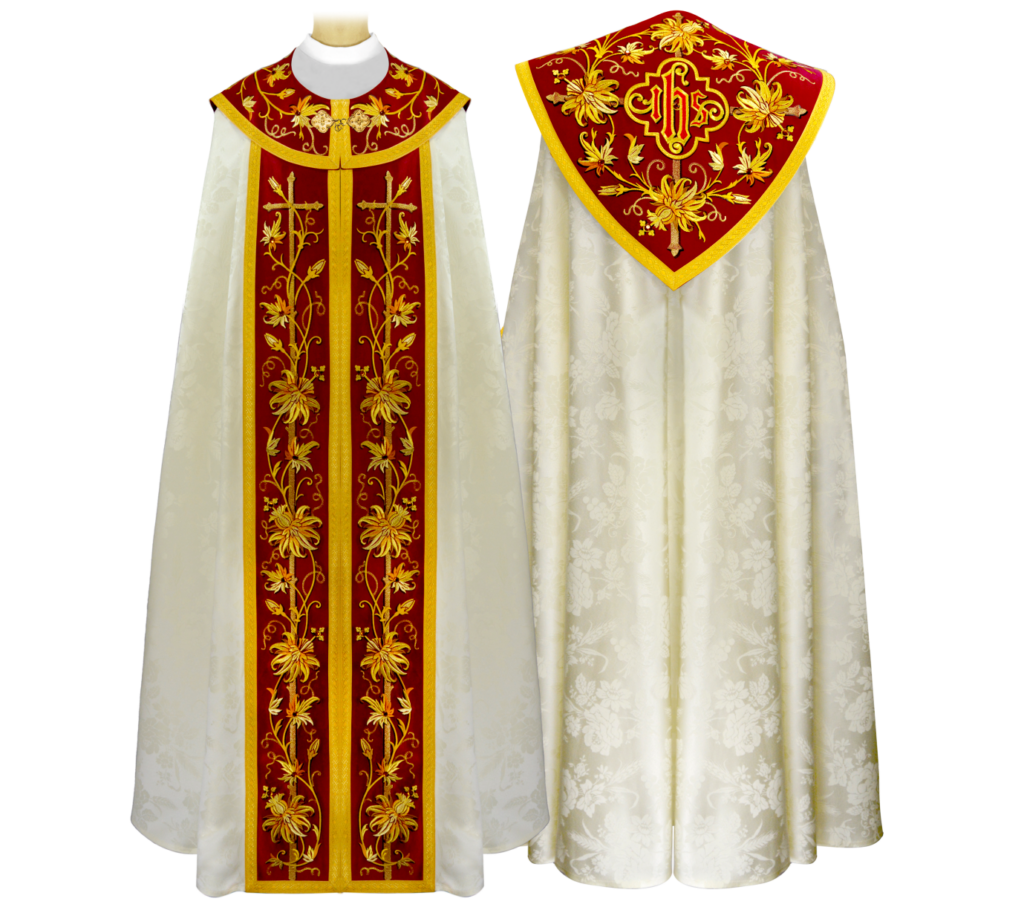 Kapa haftowana Classico Bianco – dostojna szata liturgiczna na procesje i uroczystości